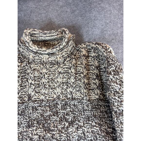 Vintage Y2K Turtleneck Sweater Mens XL Gray Chunky Knit Winter Pullover Cozy - Picture 3 of 7